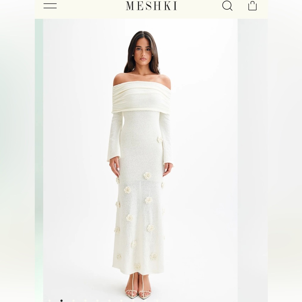 Meshki Kiki Off-Shoulder Maxi Dress in Ivory